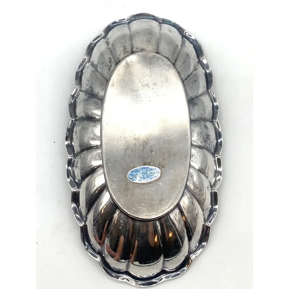 Reed & Barton Holiday 111 Silverplate Bread Tray Scalloped Oval Vintage Dish